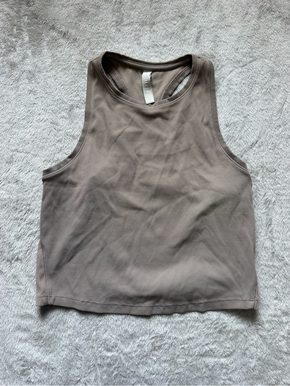 Athleta Ribbed Crop Tank Top - Taupe Brown